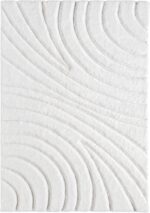 LUXE WEAVERS Lantanas Collection 7070 Cream 8x10 Modern Shag Geometric Area Rug - Image 3