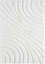 LUXE WEAVERS Lantanas Collection 7070 Cream 8x10 Modern Shag Geometric Area Rug - Image 4