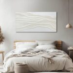 Framed Neutral Abstract Wall Art White Pictures Wall Decor Textured Canvas Paint... - Image 4