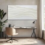 Framed Neutral Abstract Wall Art White Pictures Wall Decor Textured Canvas Paint... - Image 5