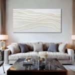 Framed Neutral Abstract Wall Art White Pictures Wall Decor Textured Canvas Paint... - Image 7