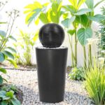 30" H Ceramic Sphere Water Fountain with LED Light, Modern Minimalist Design, Bl... - Image 3