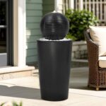 30" H Ceramic Sphere Water Fountain with LED Light, Modern Minimalist Design, Bl... - Image 5