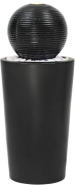 30" H Ceramic Sphere Water Fountain with LED Light, Modern Minimalist Design, Bl... - Image 6