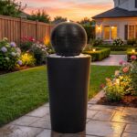 30" H Ceramic Sphere Water Fountain with LED Light, Modern Minimalist Design, Bl... - Image 10