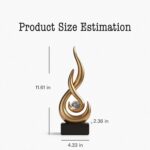 Abstract Golden Flame Art Deco Sculpture - Luxury Living Room Decor with Crystal... - Image 3