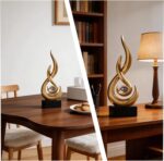 Abstract Golden Flame Art Deco Sculpture - Luxury Living Room Decor with Crystal... - Image 6