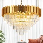 18-Lights 6 Tiers Gold Crystal Chandeliers Luxury 31.5" Modern Crystal Pendant C... - Image 2