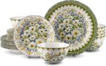 18-Piece Dinnerware Set for 6, Porcelain Plates and Bowls Sets, Polish Jasmine F... - Image 2