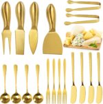 18 pieces Charcuterie Board Accessories, Gold Stainless Steel Cheese Knives, But... - Image 2