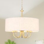 19" Transitional Gold Drum Chandelier, 5-Light Modern Luxury Design with Texture... - Image 2