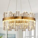 19.7'' Dimmable Modern LED Crystal Chandeliers,Gold Chandelier Light Fixture, 3 ... - Image 2