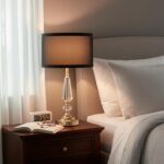 19.7" Modern Crystal Table Lamp with Gold Base & Black Fabric Shade, Elegant Bed... - Image 2