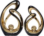 2 PCS Black Decor Accent Ceramic Statue Black and Gold Mid Century Modern Home D... - Image 2