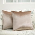 2 Pack Beige Velvet Pillow Covers, 18x18 Inches Decorative Cushion Covers for Co... - Image 2