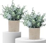 2 Pack Fake Plants Eucalyptus Small Potted Artificial Plants Indoor Greenery for... - Image 2