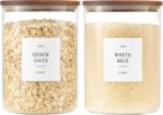 2 Pack Glass Rice Containers with Acacia Wood Lids, 70oz Airtight Flour and Suga... - Image 2