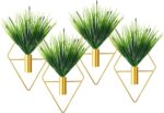 2 Pack Gold Wall Decor Hanging Planters with Artificial Plants Metal Hanging Vas... - Image 2