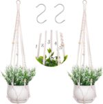 2 Pack Macrame Plant Hanger Indoor 5 Arms Hanging Planter for Plants Holder with... - Image 2