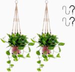2 Pack Macrame Plant Hanger Indoor, Indoor Outdoor Hanging Planter Basket Decora... - Image 2