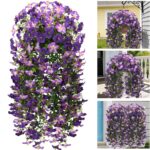 2 Pcs Artificial Hanging Flowers for Outdoors, UV Resistant Fake Hanging Flowers... - Image 2