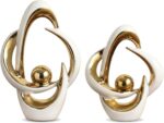 2 Pcs Ceramic Statues Home Decor Modern Aesthetic Abstract Art Decorative Accent... - Image 2