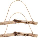 2 Pcs Natural Driftwood Wall Jewelry Organizer, Unique Driftwood Decor Hanger wi... - Image 2