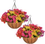 2 Set Artificial Hanging Flowers with Basket for Outdoor Spring Summer Decor - 2... - Image 2