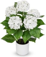 20" Artificial Hydrangea Flowers in Pot, True Touch Latex Faux Hydrangea Plant, ... - Image 2