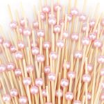 200 PCS Pink Cocktail Toothpicks for Appetizers, Natural Bamboo Coctail Skewers ... - Image 2