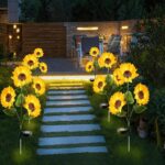 2026 Upgraded Solar Garden Lights, 4-Pack 12 Sunflowers Outdoor Waterproof Solar... - Image 2