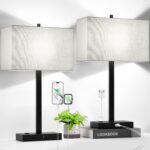 21" Touch Bedside lamps with 2 USB & AC Outlets, 3-Way Dimmable Bedside Table La... - Image 2