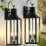 22" Large Outdoor Wall Lights, 2-Pack Black Porch Lights with Clear Glass, Water... - Image 2