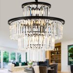23" 14-Light Modern Crystal Chandelier Light Fixtures 4-Tier Black Luxury Chande... - Image 2