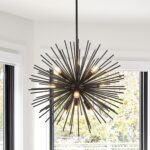 23.6" 9-Light Black Sputnik Chandelier Modern Industrial Adjustable Firework Glo... - Image 2