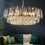 23.6" Modern Crystal Chandelier with Grey Crystal Gold 3-Tier Luxury Pendant Lig... - Image 2