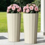 23.6" Tall Outdoor Planters Set of 2, Large Planters for Outdoor Plants for Porc... - Image 2