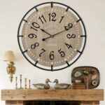 24 Inch Large Farmhouse Wall Clock, Metal Rustic Wood with Silent Quartz Movemen... - Image 2
