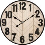 24 Inch Large Wall Clock for Living Room Decor, Rustic Wooden Farmhouse Wall Clo... - Image 2