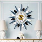 24 Inch Modern Metal Wall Clock Unique Design, Large Silent Battery Operated Non... - Image 2