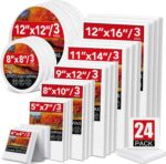 24 Pack Canvases for Painting with 4"x4", 5"x7", 8"x10", 9"x12", 11"x14", 12"x16... - Image 2