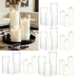 24 Pcs White Pillar Candles and Glass Cylinder Vases Clear Glass Pillar Candle H... - Image 2