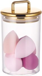 24 oz Medium Acrylic Storage Apothecary Jar with Gold Airtight Lid | Bathroom Va... - Image 2