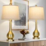 26" Gold Table Lamps Set of 2 for Living Room, Touch Control Bedroom Lamps for N... - Image 2