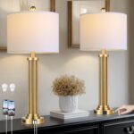 28" Tall Modern Table Lamps Set of 2 with USB C+A Ports and AC Outlet, 3 Way Tou... - Image 2