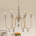 28.5" French Country Chandelier, 6-Light Farmhouse Dining Room Light Fixtures Ov... - Image 2