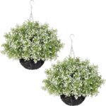 2PCS Artificial Boxwood Plants with Hanging Basket - Fake Aglaia Odorata Hanging... - Image 2