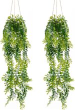 2PCS Artificial Hanging Trailing Plants in Pots,Realistic Faux Small Persian Lea... - Image 2
