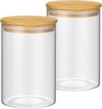 2PCS Glass Storage Jars with Airtight Lids,32 fl oz (950ml) Cute Clear Storage c... - Image 2