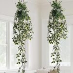 2Pcs Real-Touch Artificial Hanging Mandala Vine with Pot Faux Ivy Plant for Indo... - Image 2